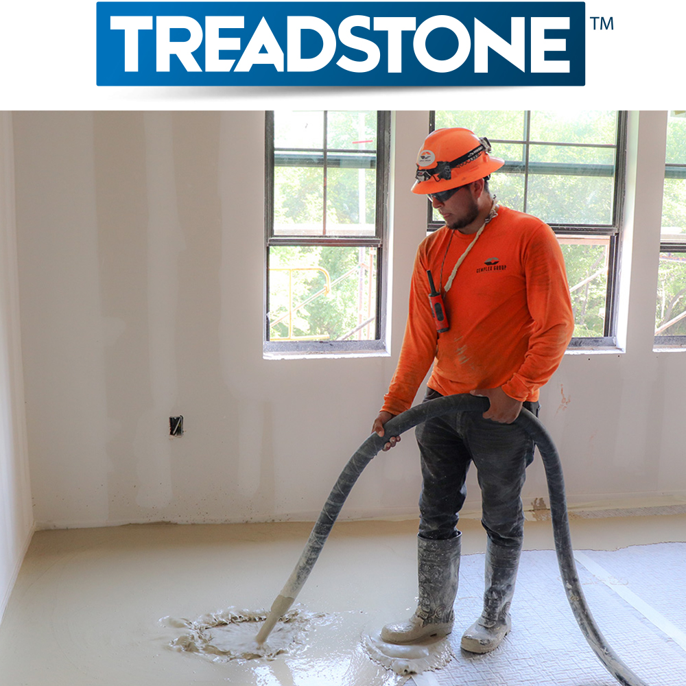 pouring Treadstone underlayment